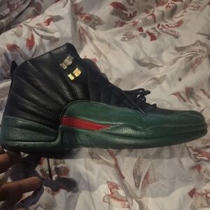 Jordan Black and Green Sneakers with Gold Accents
